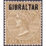 GIBRALTAR STAMPS : 1886 1/- Yellow Brown.