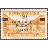 STAMPS : 1933 Balbo Transatlantic Flight $4.50 on 75c Yellow Brown.