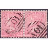 GB USED ABROAD STAMPS : KINGSTON JAMAICA 4d Rose Carmine fine used pair SG 66