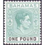 BAHAMAS STAMPS : 1938 £1 Deep Grey Green and Black, Chalky paper.