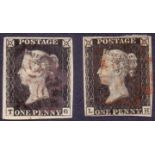 GREAT BRITAIN STAMPS : PENNY BLACK Plate 5 (TG) very fine massive four margin example cancelled by