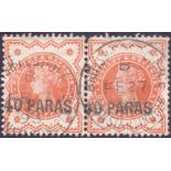 BRITISH LEVANT STAMPS : 1893 40pa on 1/2d Vermillion.