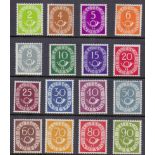 GERMANY STAMPS : 1951-52 Posthorn set of 16, fine U/M (SG 1045-60).