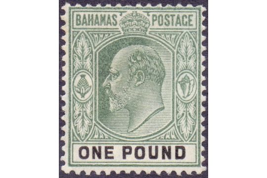 BAHAMAS STAMPS : 1902 £1 Green and Black