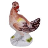 A MEISSEN MINIATURE FIGURE OF A COCKEREL, CIRCA 1750 with red mask and brown and yellow plumage