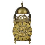 AN ENGLISH BRASS COMPOSITE LANTERN CLOCK, 18TH CENTURY AND LATER assembled and fitted in the late