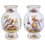 A PAIR OF DRESDEN VASES, HELENA WOLFSOHN, CIRCA 1880 of ovoid form with flared feet and short