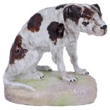 A GERMAN PORCELAIN FIGURE OF A SETTER, PERHAPS WALLENDORF, LATE 19TH CENTURY modelled seated on a