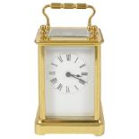 A FRENCH GILT-BRASS CARRIAGE CLOCK, EARLY 20TH CENTURY eight-day timepiece movement, white dial with