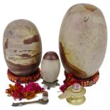 FIVE STONE LINGAMS, INDIA, 18TH-20TH CENTURY of varying sizes, each of egg-shaped form, the smallest