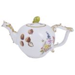 A SMALL MEISSEN TEAPOT AND COVER, CIRCA 1750-60 the globular body with clip handle and dragon spout,