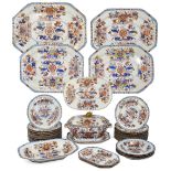 A SPODE STONE CHINA 'JAPAN' PATTERN PART DINNER SERVICE, 1820s in underglaze blue, red and gilt with