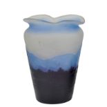 A FRENCH CAMEO GLASS VASE, GALLE, NANCY, EARLY 20TH CENTURY of oval outline with an indigo and