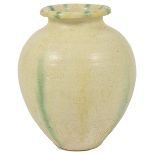 A CHINESE SANCAI-GLAZED POTTERY JAR, TANG DYNASTY (618-907) the ovoid body rising from a flat base