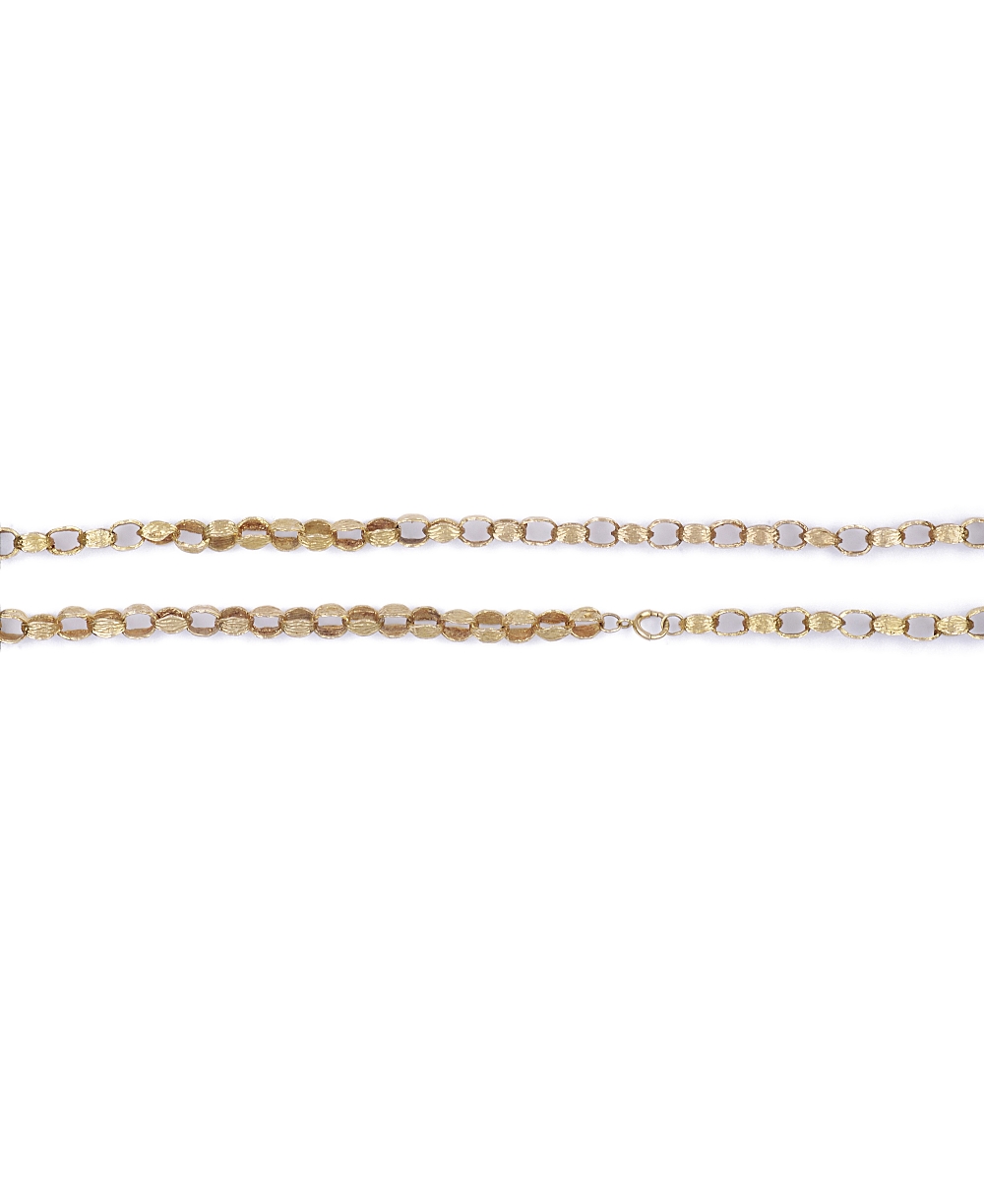 NINE CARAT GOLD CHAIN, CIRCA 1973 designed as a row of textured oval links, London hallmarks for