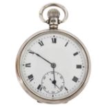 ROLEX: A GENTLEMAN'S SILVER POCKET WATCH, CIRCA 1926 keyless wind 15 jewel Swiss movement signed