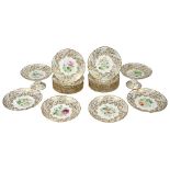 AN ENGLISH PORCELAIN DESSERT SERVICE, POSSIBLY SAMUEL ALCOCK, CIRCA 1840 each painted with a central
