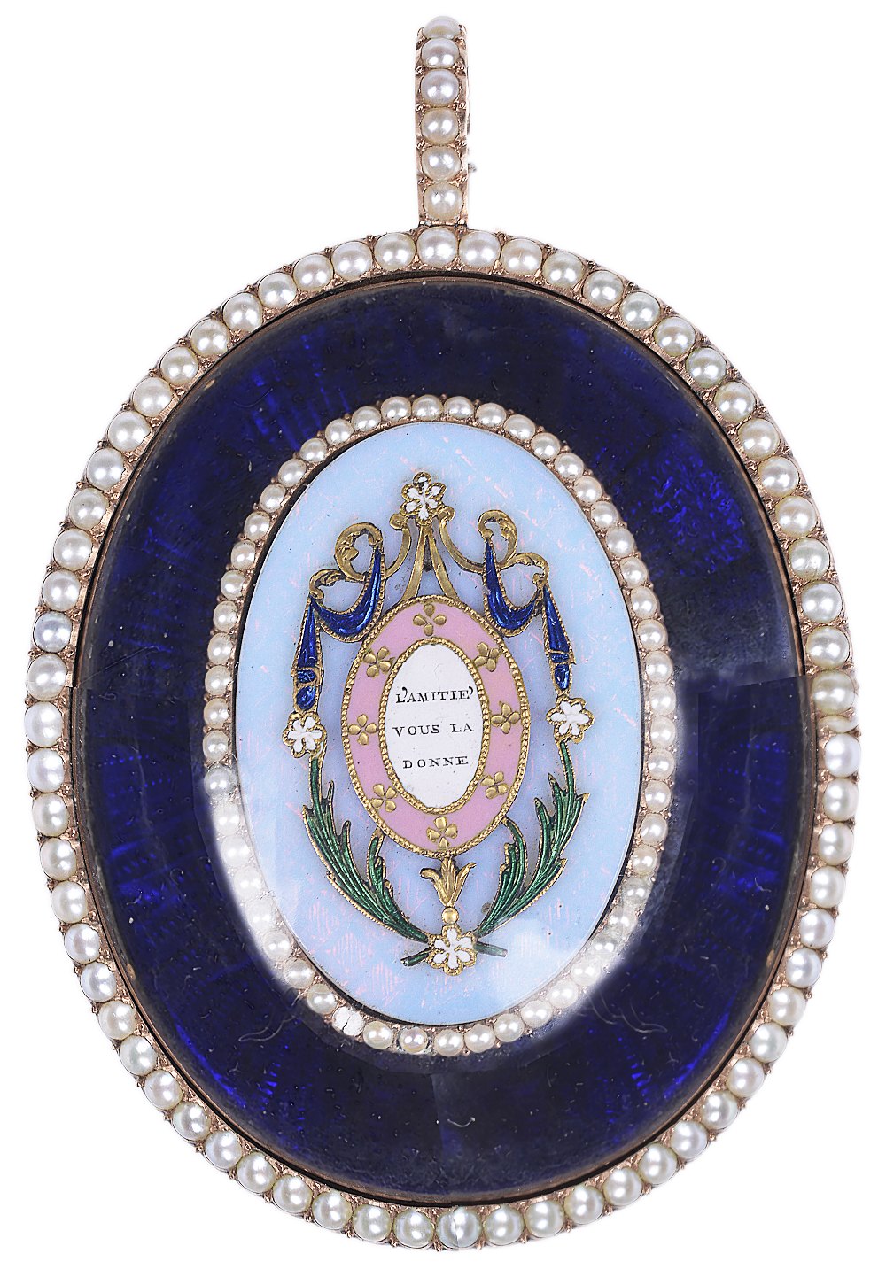 A GOLD AND SPLIT PEARL MINIATURE FRAME, ENGLISH, CIRCA 1790 oval, the oval opalescent central