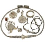 NINE SILVER ITEMS, RAJASTHAN, WESTERN INDIA, 19TH/20TH CENTURY comprising three necklaces with