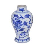 A CHINESE BLUE AND WHITE PORCELAIN VASE, KANGXI (1662-1722) painted with two panels of birds in