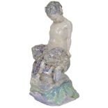 A CHARLES VYSE POTTERY FIGURE, 'MORNING RIDE', CHELSEA, CIRCA 1930 modelled as a young faun riding a