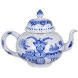 A CHINESE BLUE AND WHITE PORCELAIN TEAPOT AND MATCHED COVER, JIAJING SIX CHARACTER MARK BUT