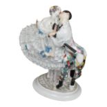 A MEISSEN OUTSIDE DECORATED GROUP OF HARLEQUIN AND COLUMBINE FROM THE BALLETS RUSSES 'LE