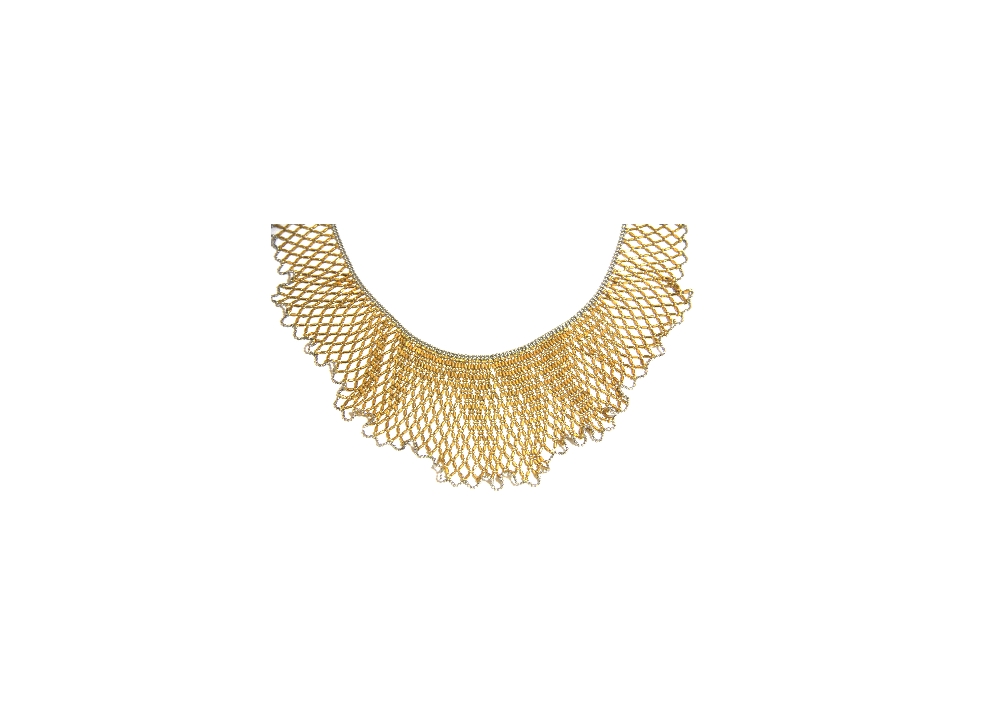 LATTICE BIB NECKLACE designed as a series of faceted gold bead links with white gold edges Verona 18 - Image 3 of 3