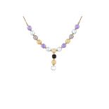 EIGHTEEN CARAT GOLD, MULTICOLOURED QUARTZ AND TOPAZ NECKLACE designed as a row of cushion shaped