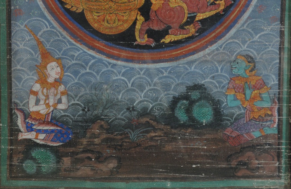 THREE HINDU AND BUDDHIST PAINTINGS, THAILAND, 19TH CENTURY comprising A Scene from the Ramayana ( - Image 3 of 6