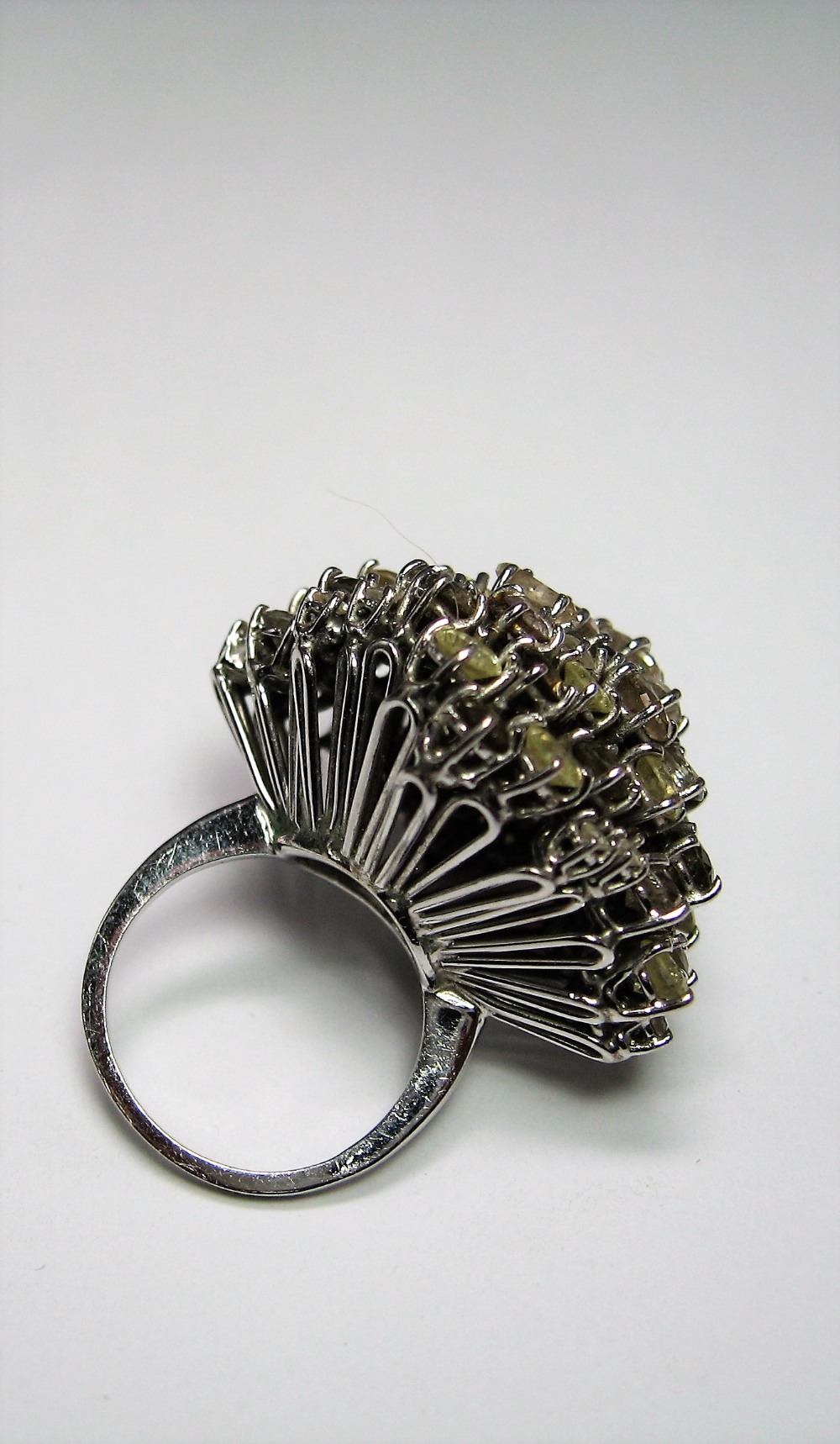 DIAMOND DRESS RING of bombé design, set with brilliant-, single- and marquise-cut diamonds variously - Image 3 of 3