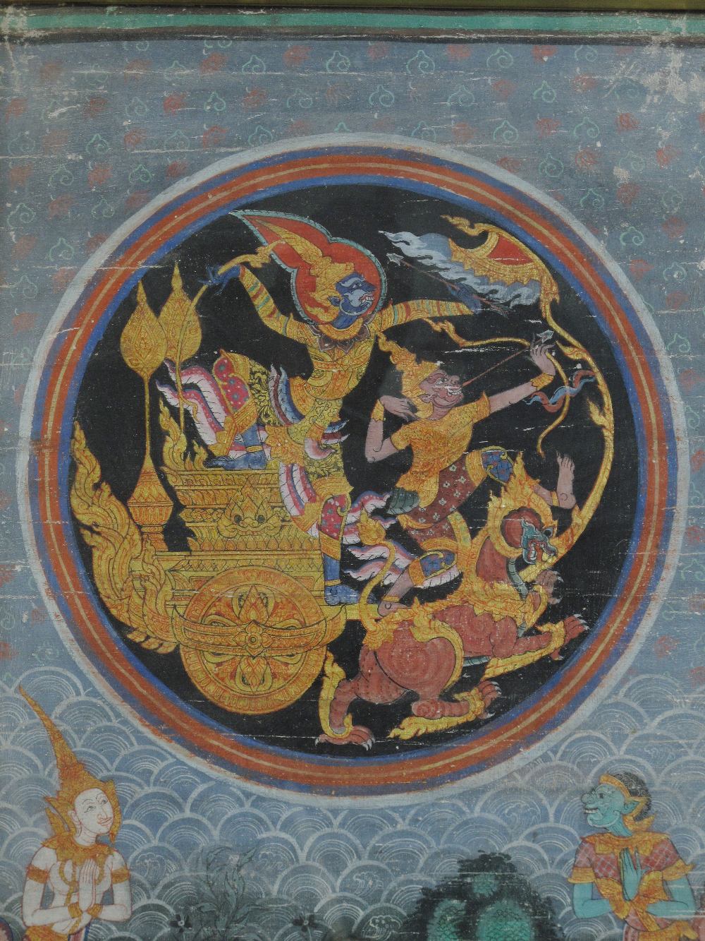THREE HINDU AND BUDDHIST PAINTINGS, THAILAND, 19TH CENTURY comprising A Scene from the Ramayana ( - Image 2 of 6