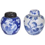 TWO CHINESE BLUE AND WHITE GINGER JARS, LATE 19TH CENTURY one painted with three quatrefoils