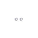 PAIR OF CULTURED PEARL AND DIAMOND EARRINGS each pearl measuring 8-8.5mm approximately within a