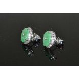 Platinum and Jade Stud Earrings