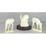 Three Carved African Ivory Deer Figures