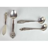 J. A. Linton, 4pcs Sterling Silver, Serving Flatware