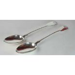 A Pair Georgian Sterling Silver Basting Spoons