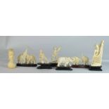 i) Three Carved Chinese Ivory Figures