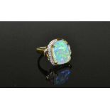 18ct Yellow Gold Crystal Opal & Diamond Ring