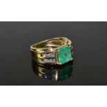 18ct Yellow Gold Emerald & Diamond Ring