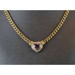 9ct Yellow Gold Amethyst & Diamond Necklace