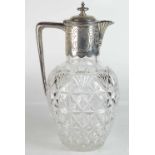 A Victorian Sterling Silver & Cut Crystal Claret Jug