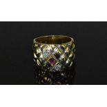 18ct Yellow Gold Ruby Diamond Ring