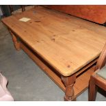 A pine low table. 48" wide