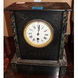 A French slate and marble mantle clock 12 ½" high