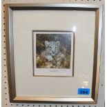 DAVID SHEPHERD. A signed print of a snow leopard cub