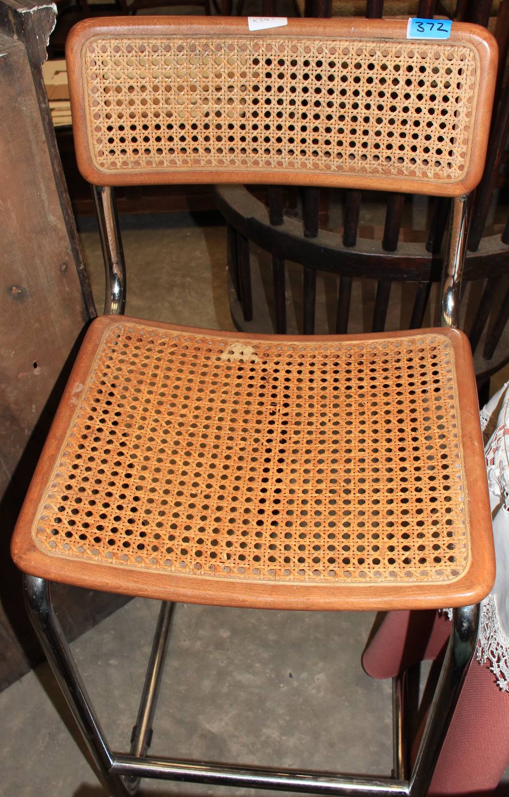 A caned high chair, bedroom table and a bamboo table - Image 3 of 3