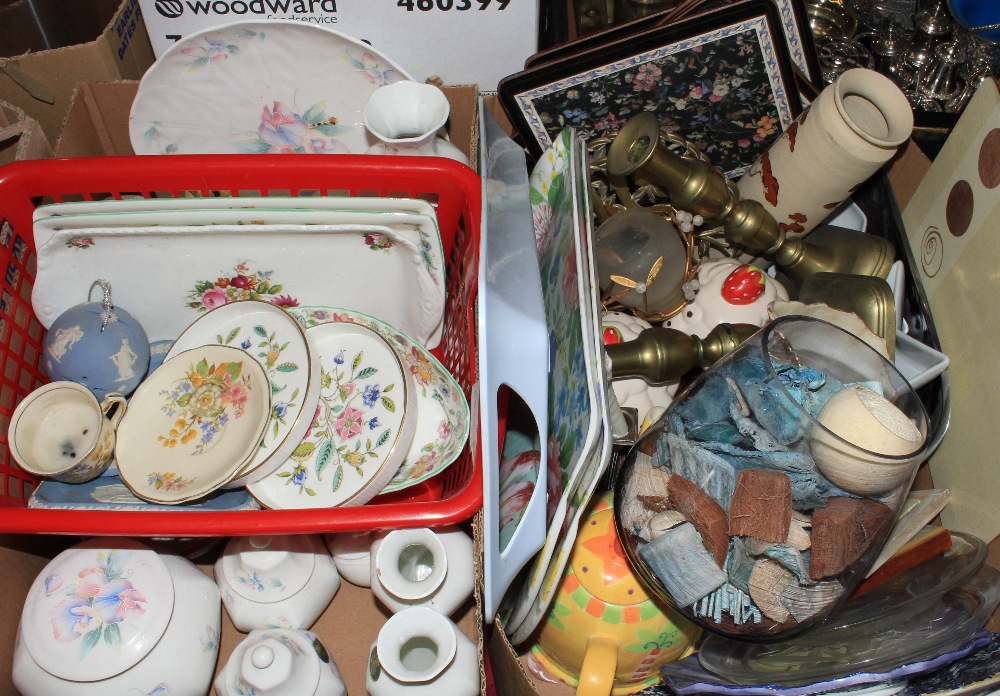Two boxes of decorative china and sundries