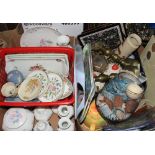 Two boxes of decorative china and sundries